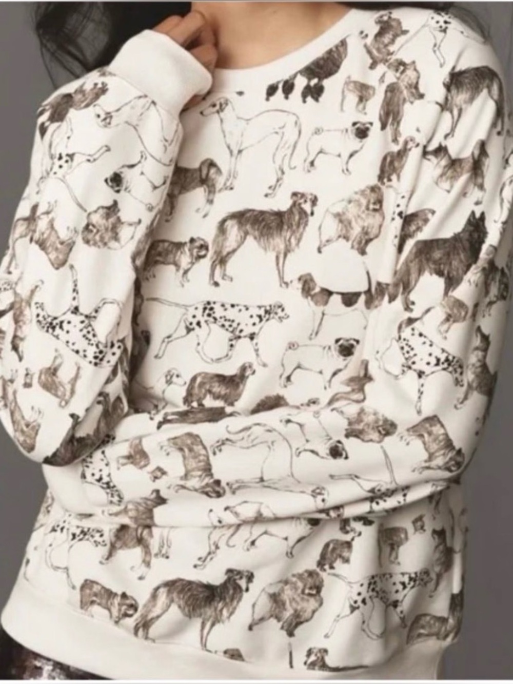 Anthropologie Maeve Whimsical Dog Print Sweatshirt